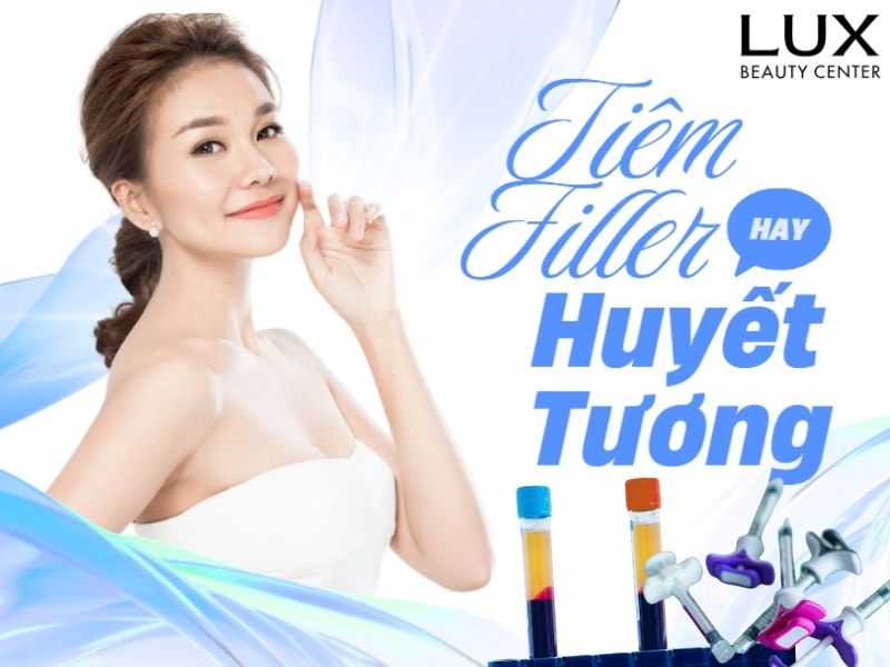 hình cô gái và chữ tiêm filler hay huyết tương
