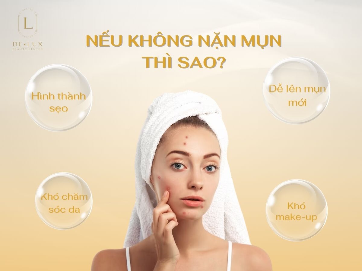 hình cô gái và chữ nếu không nặn mụn thì sao