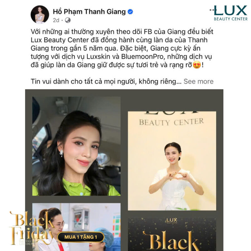 MC Hồ Phạm Thanh Giang check in tham gia chương trình Black Friday tại Lux