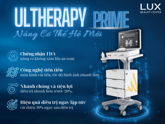 hình thiết bị và chữ tác dụng phụ của Ultherapy Prime