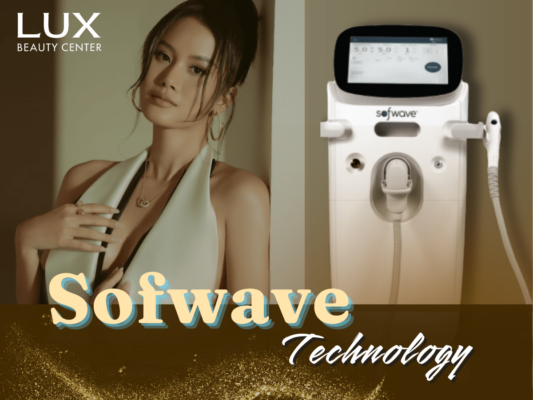 hình người và hình thiết bị và chữ skin tightening by sofwave technology