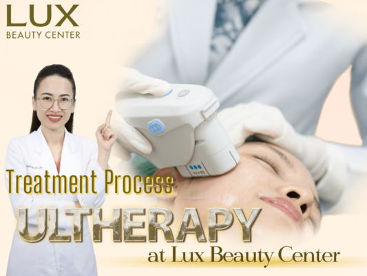 hihf người và hình thiết bị ultherapy và chữ treatment process ultherapy at Lux Beauty Center