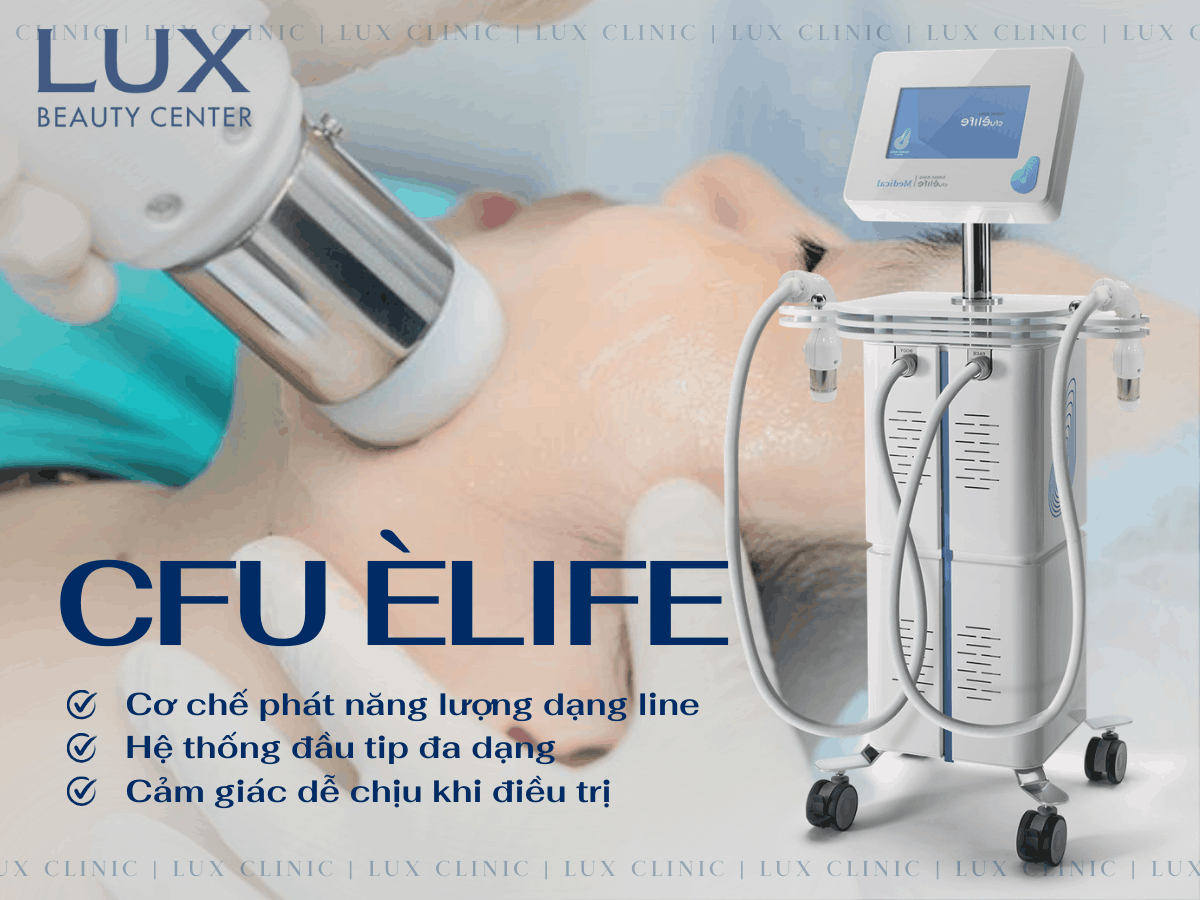 hình thiết bị CFU Ý và người đang thực hiện liệu trình nâng cơ bằng CFU 