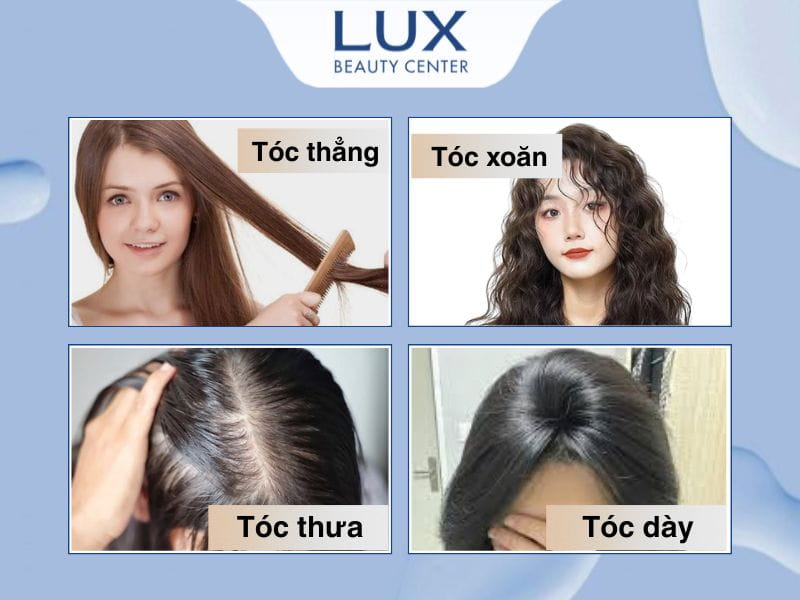 hình các loại tóc phổ biến hiện nay và các cô gái đại diện và chữ