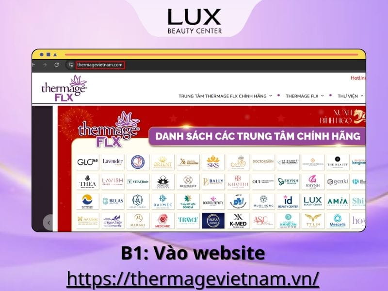 hình các trung tâm thermage flx chính hãng tại website của hãng