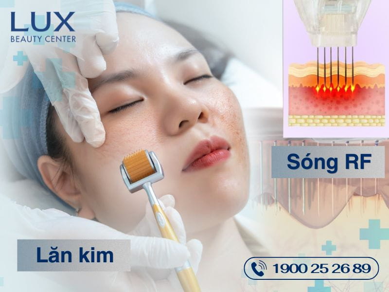 hình cô gái được lăn kim và ảnh sóng RF