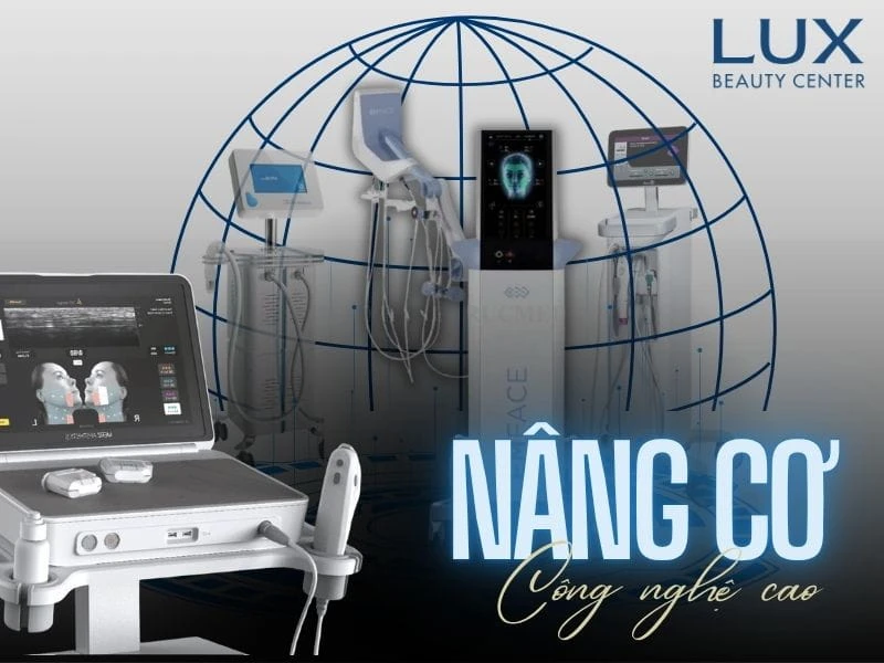 hình các dòng máy nâng cơ công nghệ cao như ultherapy, emface, thermage flx và chữ