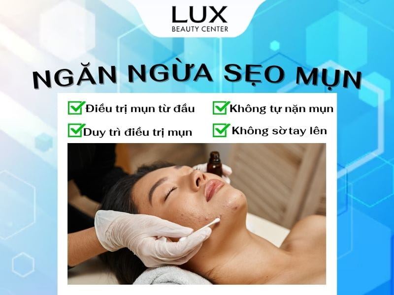 hình cô gái bị mụn đang được điều trị và chữ