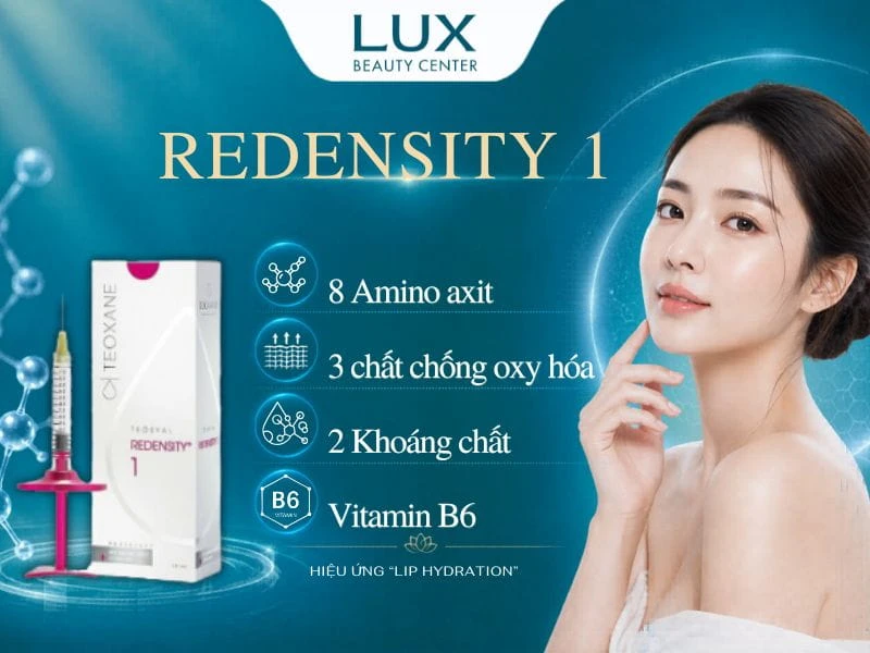 hình cô gái và chữ Redensity 1 và hộp sản phẩm